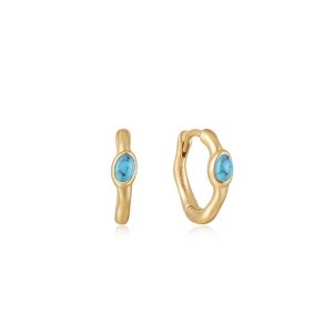 Ania Haie Turquoise Drop Wave Huggie Hoop Earrings - E044-02G