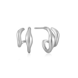 Ania Haie Silver Wave Double Hoop Stud Earrings - E044-04H