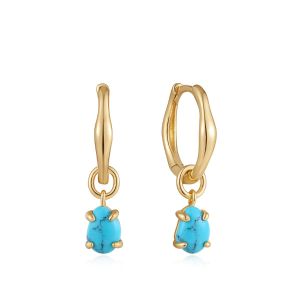 Ania Haie Turquoise Drop Wave Huggie Hoop Earrings - E044-05G