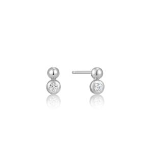 Ania Haie Silver Orb Sparkle Stud Earrings - E045-01H-CZ