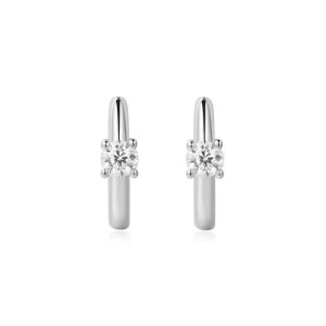 Ania Haie Solitaire Cubic Zirconia Mini Huggie Silver Earrings - E061_03H