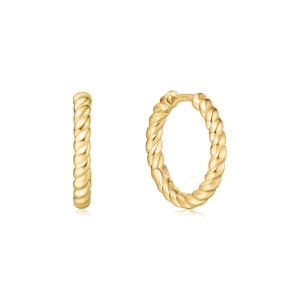 Ania Haie Texture Medium Huggie Hoop Gold Earrings - E063-05G