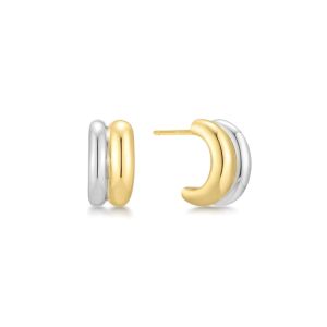 Ania Haie Duet Mixed Two-Tone Huggie Hoop Earrings. Item code E067-05T.