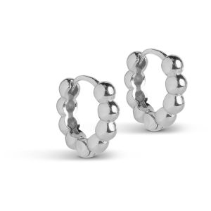 Enamel Copenhagen Ball Small Silver Hoop Earrings