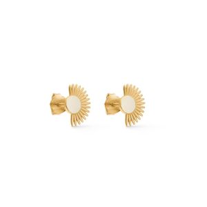 Enamel Copenhagen Soleil Cream Daisy Gold Stud Earrings. Item code E97GM_daisy.