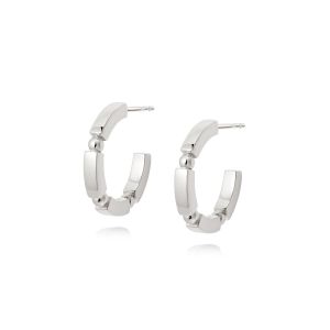 Daisy Stacked Chunky Midi Hoop Earrings - Silver EB8007_SLV