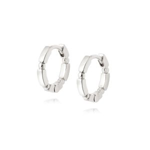 Daisy Stacked Huggie Hoop Earrings - Silver