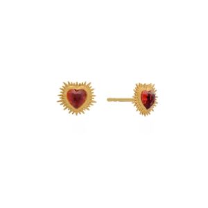 Rachel Jackson Electric Love Garnet Heart Stud Earrings Gold EGHE1GAGP