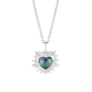 Rachel Jackson Electric Love Blue Topaz December Birthstone Heart Necklace Silver EGHN5BTS