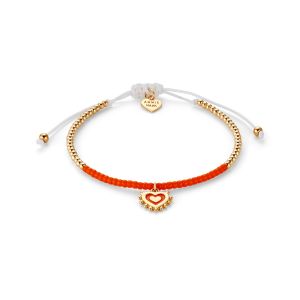 Annie Haak Enamel Heart Gold Plated Friendship Bracelet - Orange