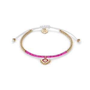 Annie Haak Enamel Heart Gold Plated Friendship Bracelet - Pink