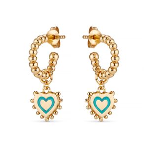 Annie Haak Enamel Heart Gold Plated Hoop Earrings - Turquoise