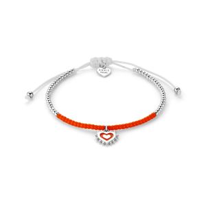 Annie Haak Enamel Heart Silver Friendship Bracelet - Orange