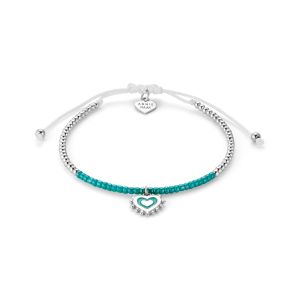 Annie Haak Enamel Heart Silver Friendship Bracelet - Turquoise