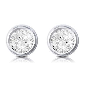 Brown & Newirth Round Brilliant Rub Over Diamond Earrings