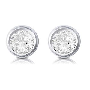 Brown & Newirth Round Brilliant Rub Over Diamond Earrings