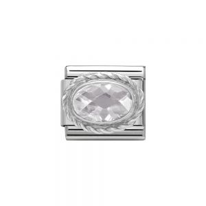 Nomination Classic Faceted Zirconia Charm - Sterling Silver Setting and Detail White 330604_010