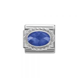 Nomination Classic Faceted Zirconia Charm - Sterling Silver Setting and Detail Blue 330604_007