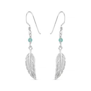 Annie Haak Feather Gem Silver Earrings - Turquoise