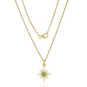 Shyla Felicity Full Sun Necklace - Emerald Green