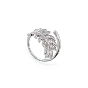 Sarah Alexander Fern Crystal Leaf Silver Ring