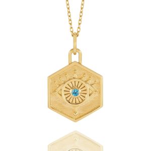 Rachel Jackson Personalised Protective Evil Eye Necklace Gold GDN5GP