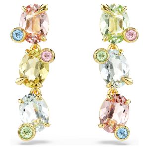 Swarovski Gema Asymmetrical Drop Earrings - Multicolored with Gold Tone Plating
