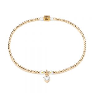 Annie Haak Blissful Crystal Heart Gold Charm Bracelet