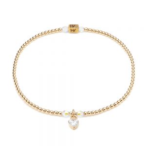 Annie Haak Blissful Crystal Heart Gold Charm Bracelet
