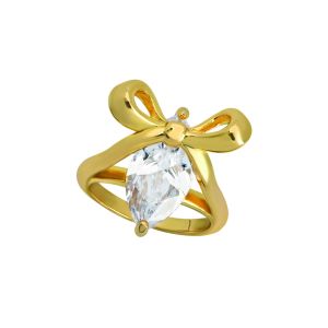 Amelia Scott Bow Gold Ring Clear with Cubic Zirconia AS22TRR90M