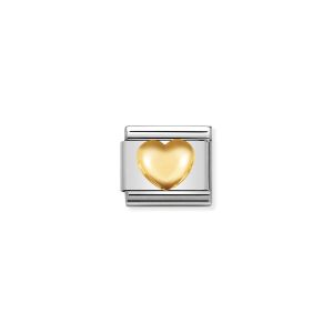 Nomination Raised Heart Charm - 18k Gold - 030116/01