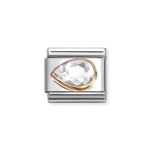 Nomination Classic Faceted Zirconia Left Teardrop Charm 9k Rose Gold White - 430605_010