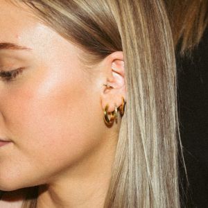 IX Chunky Edge Hoop Earrings - Gold DMB0326GD