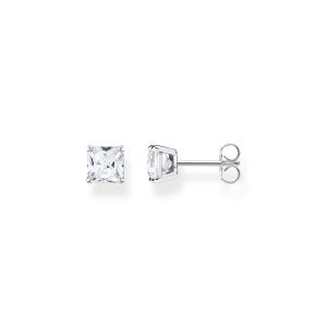 Thomas Sabo Princess Cut White Zirconia Stud Earrings - Silver