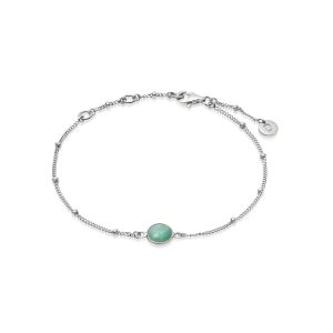 Daisy Amazonite Healing Stone Bobble Bracelet - Silver HBR1003_SLV