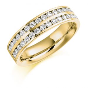 Raphael Collection Half Eternity Ring - Channel Set Round Brilliant Double Band 