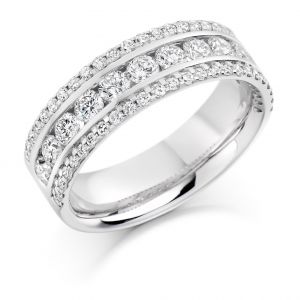 Raphael Collection Half Eternity Ring - Triple Band Micro-Claw Set Diamonds