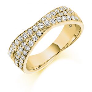 Raphael Collection Half Eternity Ring, Triple Crossover Grain Set Diamonds