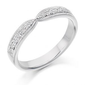 Raphael Collection Half Eternity Ring, Curved Shape With Mill Grain Edge