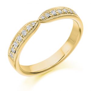 Raphael Collection Half Eternity Ring, Curved Shape With Mill Grain Edge