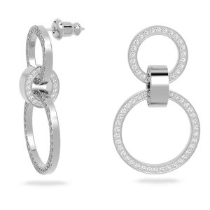 Swarovski Hollow Pierced Hoop Earrings - White with Rhodium Plating 5636503