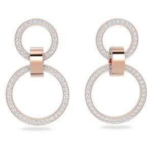 Swarovski Hollow Hoop Earrings - White with Rose Gold Plating 5636502