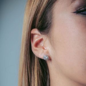 Georgini White Zirconia Round Earrings - Silver - IE374