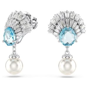 Swarovski Idyllia Shell Drop Earrings - Blue with Rhodium Plating 5680301