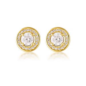 Georgini Milestone White Zirconia Halo Earrings - Gold