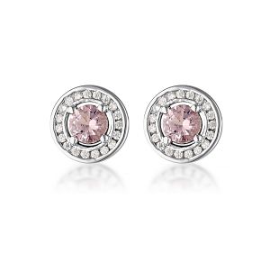 Georgini Milestone Morganite Pink Halo Earrings - Silver IE1164P