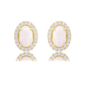 Georgini Opal Glow Blackwattle White Created Opal Earrings - Gold. Item code: IE1184G