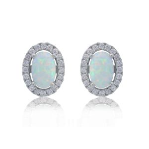 Georgini Opal Glow Blackwattle White Created Opal Earrings - Silver. Item code: IE1184W
