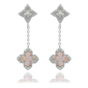 Georgini Sydney Soiree Fairwater Mother of Pearl Clover Drop Earrings - Silver
