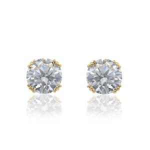 Georgini Elegant Essentials 6.5mm Round Hidden Halo Gold Stud Earrings. Item code IE1209G.